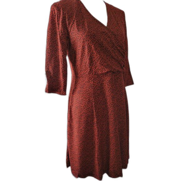 Three Quarter Sleeve Faux Wrap Dress Sz L - Picture 4 of 7